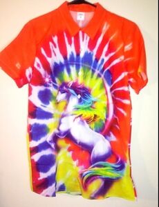 Orange Tie Dye Unicorn Printed button down…